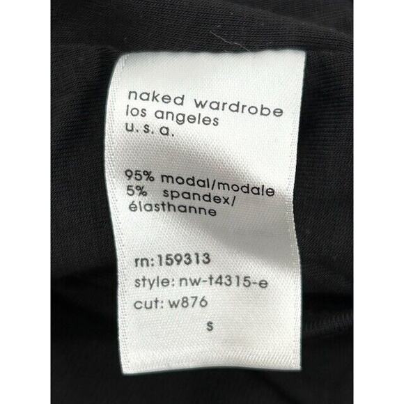 NWT Naked Wardrobe Cropped Top Crew Neck Short Sleeve Pullover Stretch Black S - Picture 7 of 8